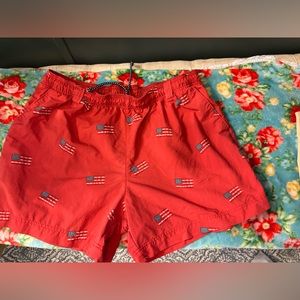 Men’s Columbia American flag swim trunks